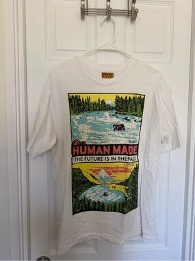 Human Made White Graphic Short-Sleeve Tee with Multicolor Nature Print